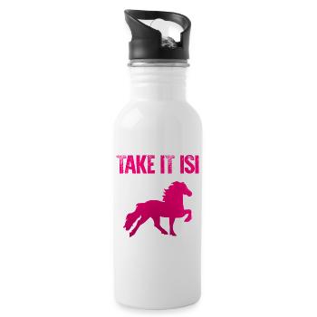 Take It Isi | Islandpferd Isländer Pony Tölt Pferd - Trinkflasche mit integriertem Trinkhalm - Weiß - Rechts