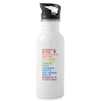 BLM Science Is Real Black Lives Matter LGBT Pride - Water bottle with straw - white - Right