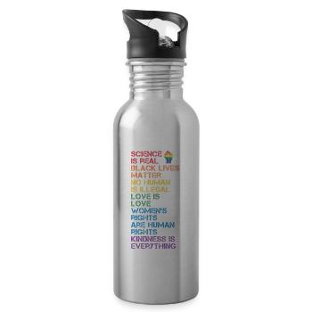 BLM Science Is Real Black Lives Matter LGBT Pride - Gourde avec paille intégrée - argent clair - Droite