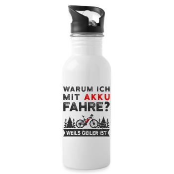 E-Bike - Trinkflasche mit integriertem Trinkhalm - Weiß - Rechts