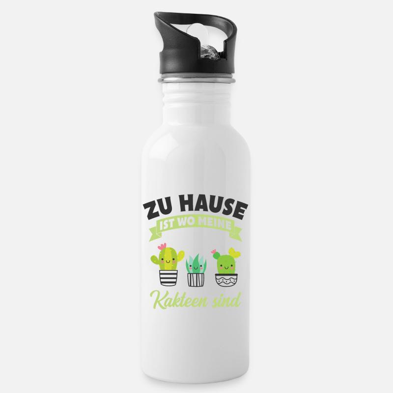 Kaktus - Trinkflasche mit integriertem Trinkhalm - Weiß