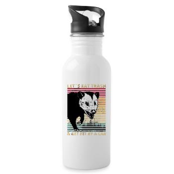 Let's Eat Trash & Get Hit By A Car Opossum Vintage - Trinkflasche mit integriertem Trinkhalm - Weiß - Rechts