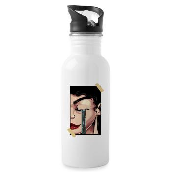 Aesthetic Girl Soft Girl Synthwave Vaporwave Egirl - Water bottle with straw - white - Right