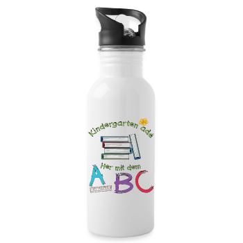 Kindergarten ade her mit dem ABC - Trinkflasche mit integriertem Trinkhalm - Weiß - Rechts