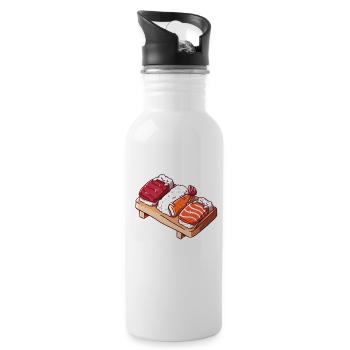 Niedliches Sushi-Trio – Perfektes Geschenk für Sus - Trinkflasche mit integriertem Trinkhalm - Weiß - Rechts