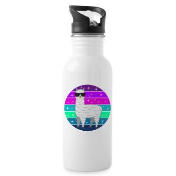 Llama Alpaca Funny Gift Women Men Children - Water bottle with straw - white - Right