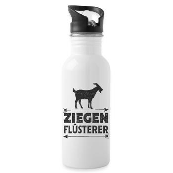 Ziegen Flüsterer - Trinkflasche mit integriertem Trinkhalm - Weiß - Rechts