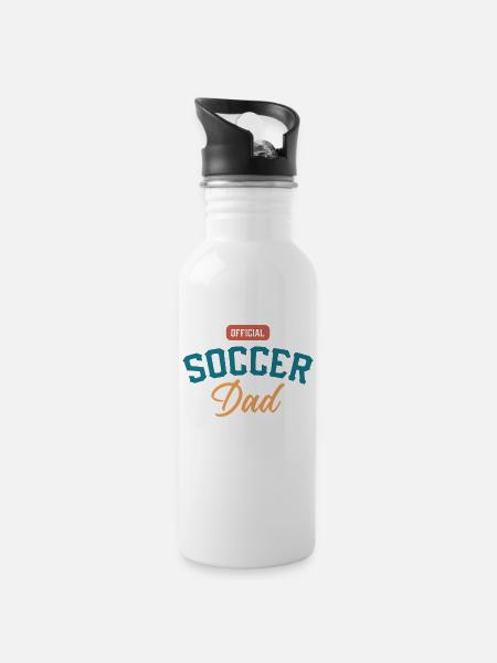 Official Soccer Dad Fußball Spielender Vater Papa - Trinkflasche mit integriertem Trinkhalm - Weiß