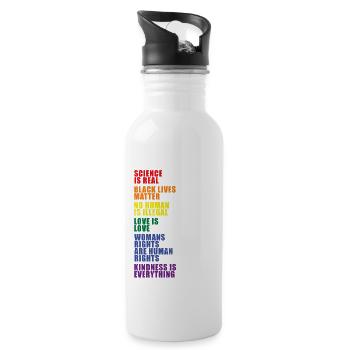 LGBT Pride equality no human is illegal - Water bottle with straw - white - Right