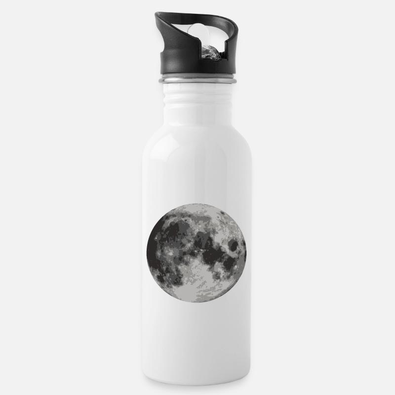 Nur der Mond - Trinkflasche mit integriertem Trinkhalm - Weiß
