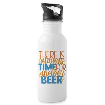 Es gibt immer Zeit oder ein anderes Bier - Trinkflasche mit integriertem Trinkhalm - Weiß - Rechts
