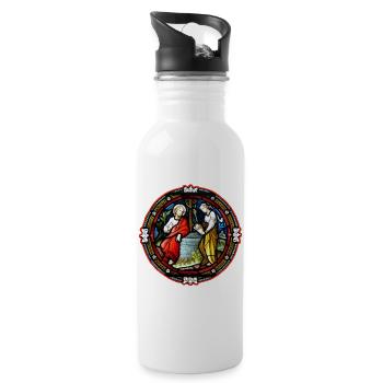 kirchenfenster heiliger am brunnen - Trinkflasche mit integriertem Trinkhalm - Weiß - Rechts
