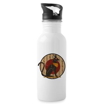 Sphinx Cat from Egypt Egypt Circle - Water bottle with straw - white - Right