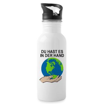 Klimaschutz Bewegung Klimawandel Spruch Klima - Trinkflasche mit integriertem Trinkhalm - Weiß - Rechts