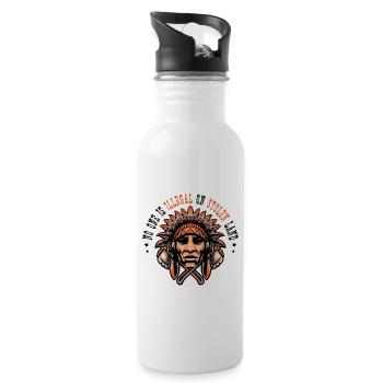 No One Is Illegal On Stolen Land Indian America - Water bottle with straw - white - Right