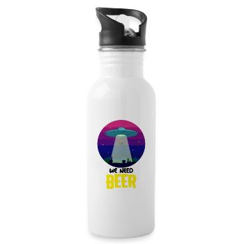 We need beer UFO beer gift - Water bottle with straw - white - Right