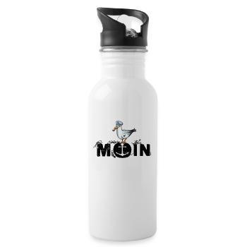 Moin Fischköppe Norddeutschland Küste Nordsee - Trinkflasche mit integriertem Trinkhalm - Weiß - Rechts