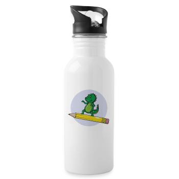 Schooling Dino pencil - Water bottle with straw - white - Right