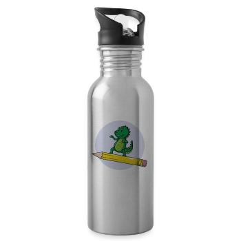Schooling Dino pencil - Water bottle with straw - silver - Right