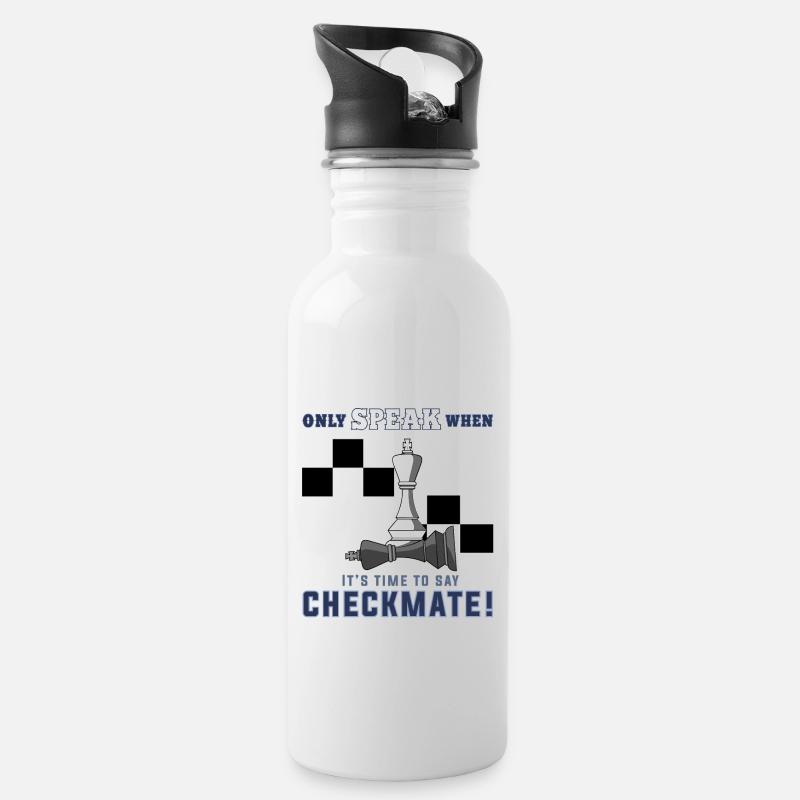 Schach, Schach Schachmatt, Schach Schachfiguren - Trinkflasche mit integriertem Trinkhalm - Weiß