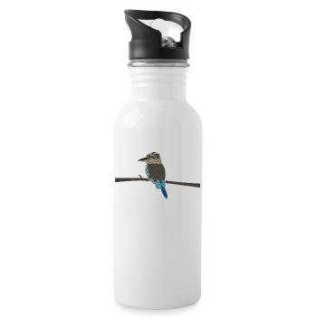 Lachender Hans - Kookaburra ohne Hintergrund - Trinkflasche mit integriertem Trinkhalm - Weiß - Rechts