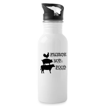 Friends Not Food Vegan Vegan Bien-être animal - Gourde avec paille intégrée - blanc - Droite
