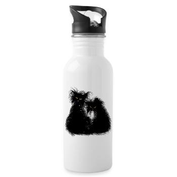 Cats cat kitten tomcat black shaggy wild - Water bottle with straw - white - Right