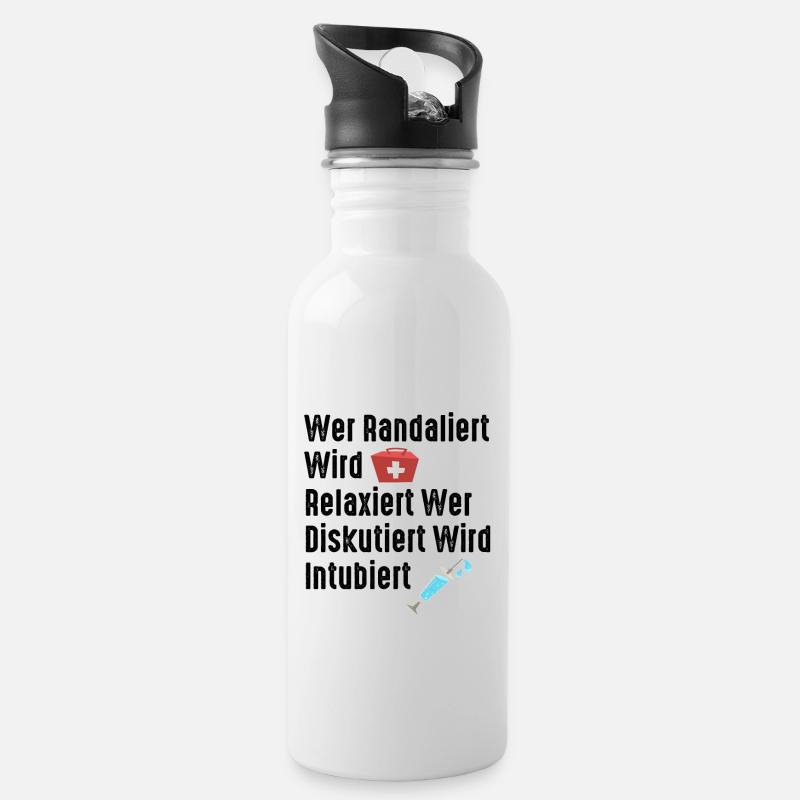 Krankenschwester Geschenk - Trinkflasche mit integriertem Trinkhalm - Weiß