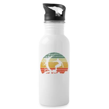 Surfer surfing vintage surfing retro surf - Water bottle with straw - white - Right