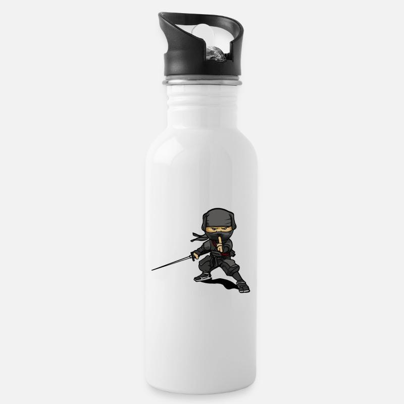 cooler Manga Japan Ninja Geschenk für Comic Ninja - Trinkflasche mit integriertem Trinkhalm - Weiß