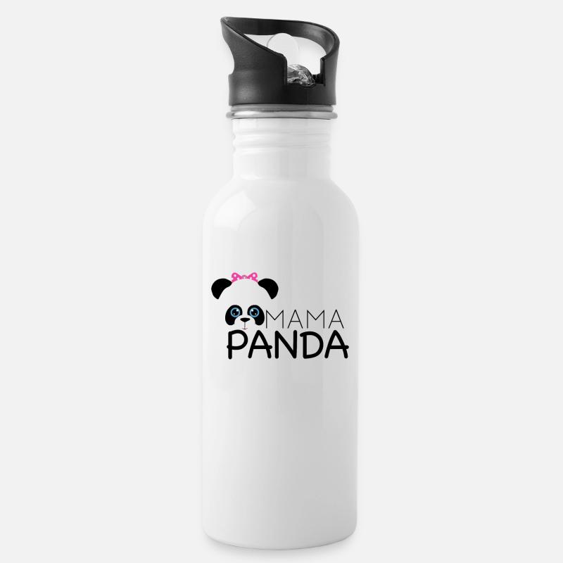 maman panda - Gourde avec paille intégrée - blanc