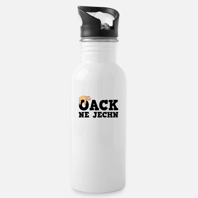 Oack ne jechn Immer mit der Ruhe Oberlausitz - Trinkflasche mit integriertem Trinkhalm - Weiß