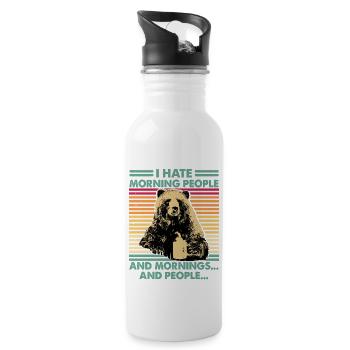 i dont like morning people bear coffee - Water bottle with straw - white - Right