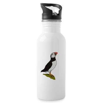 cute puffin gift for puffin friends - Water bottle with straw - white - Right