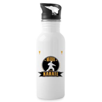 Alter Mann beim Karate Geschnkidee für Opa - Trinkflasche mit integriertem Trinkhalm - Weiß - Rechts