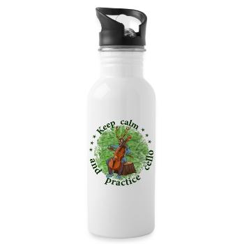 Keep calm practice cello cello reindeer - Water bottle with straw - white - Right