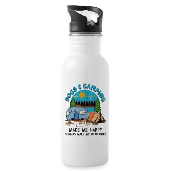Dogs And Camping Make Me Happy Humans Make My Head - Water bottle with straw - white - Right