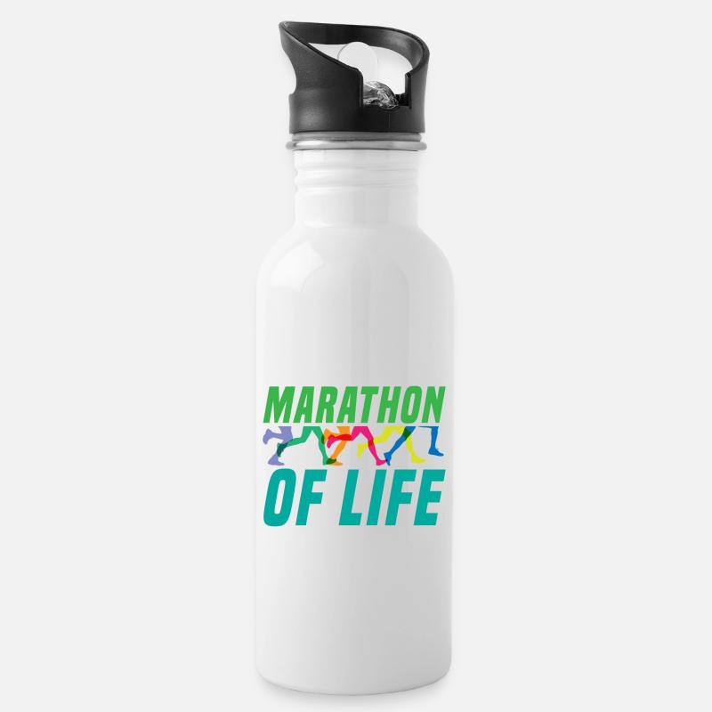 Marathon de course à pied - Gourde avec paille intégrée - blanc