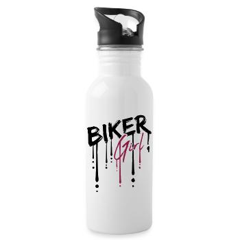 Drop biker girl - Water bottle with straw - white - Right
