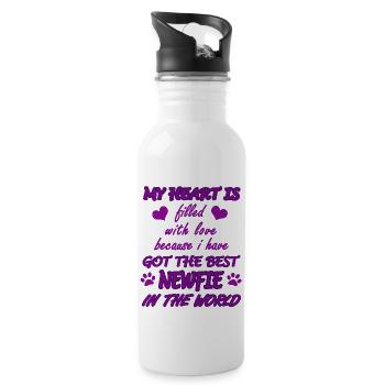 Neufi heart filled with love - Water bottle with straw - white - Right