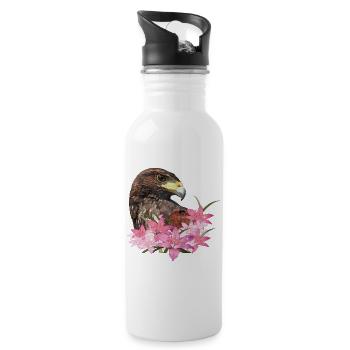 harris hawk - Water bottle with straw - white - Right