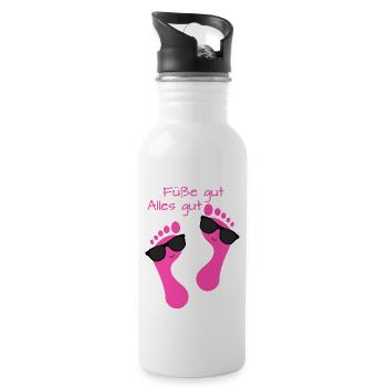 Fußpflege Pediküre Podologe Nagelstudio Geschenk - Trinkflasche mit integriertem Trinkhalm - Weiß - Rechts