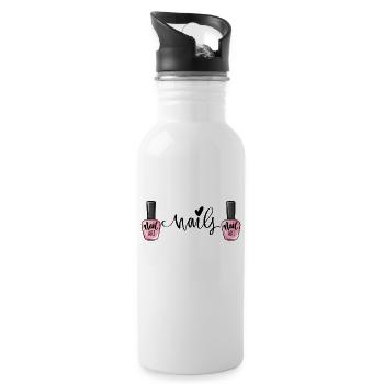 Nail polish nail design manicure nail salon nails - Water bottle with straw - white - Right