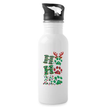 Ho Ho Ho Christmas Dog Lovers Funny Gift T Shirt - Trinkflasche mit integriertem Trinkhalm - Weiß - Rechts