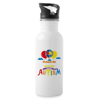 Cute Autism Balloons Please Be Patient With Me I H - Water bottle with straw - white - Right