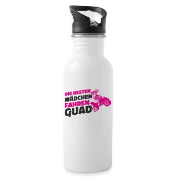 Quad Fahrerin - Trinkflasche mit integriertem Trinkhalm - Weiß - Rechts