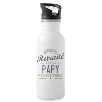 PAS RETRAITE PAPY PROFESSIONNEL cadeau noel Fête - Gourde avec paille intégrée - blanc - Droite
