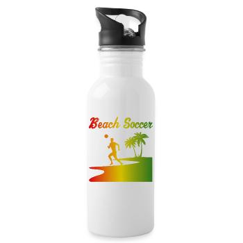 Beach Soccer Beach Soccer Sport Gift - Water bottle with straw - white - Right
