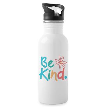 Cute Anti Bullying Kindness Be Kind Gift - Water bottle with straw - white - Right