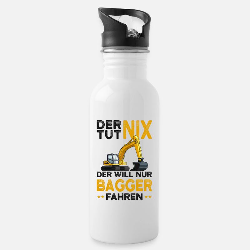 Bagger - Trinkflasche mit integriertem Trinkhalm - Weiß